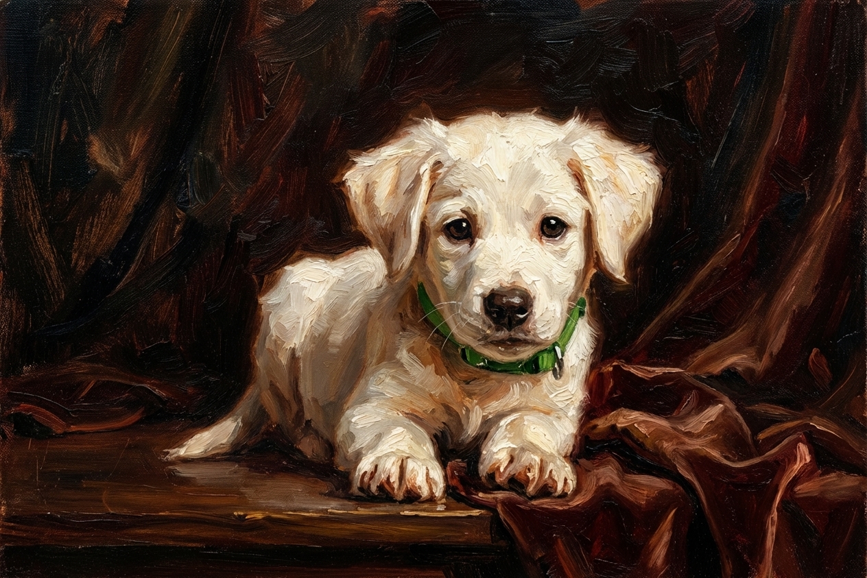Timeless oil portrait of a Puppy