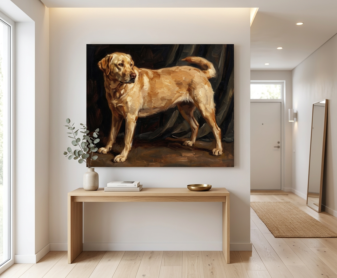 Canvas wrap in a bright hallway